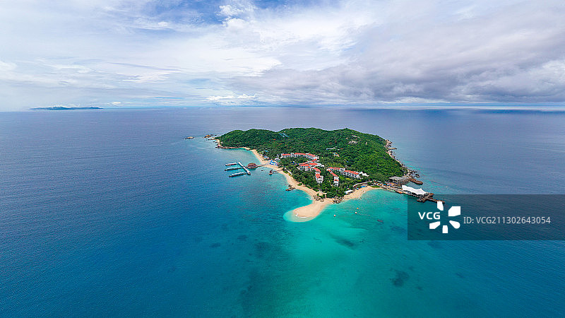 蜈支洲岛,海南省,三亚市,海棠区,海岛,航拍视角全景图图片素材