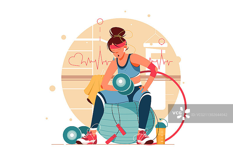 在健身房训练的女人图片素材