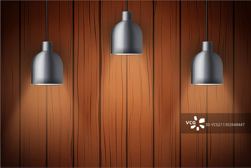 带复古灯具的木质墙面图片素材