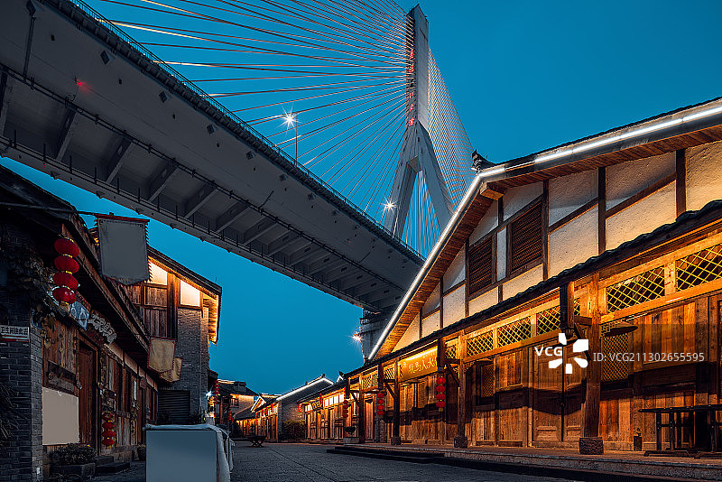重庆市大渡口区大渡口古镇夜景图片素材