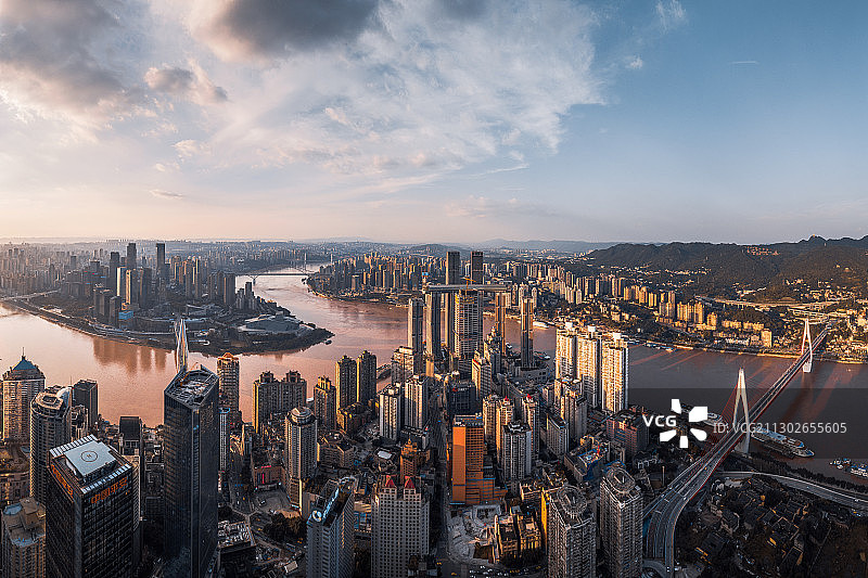 重庆市渝中区江北区城市天际线全景图图片素材