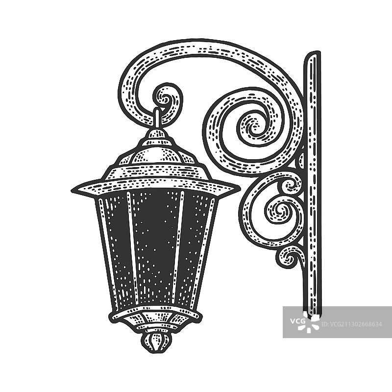 复古壁灯素描图片素材