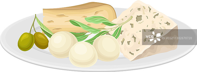 盘中搭配橄榄的意大利奶酪板图片素材