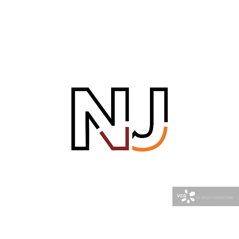 NJ字母logo图标设计模板元素图片素材