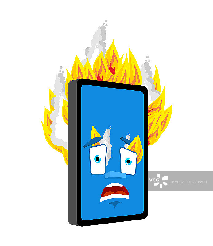 燃烧的卡通手机图片素材