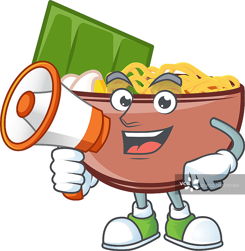 卡通碗面拿着扩音器图片素材