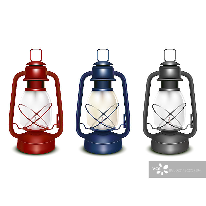 逼真3D旧油灯套装图片素材