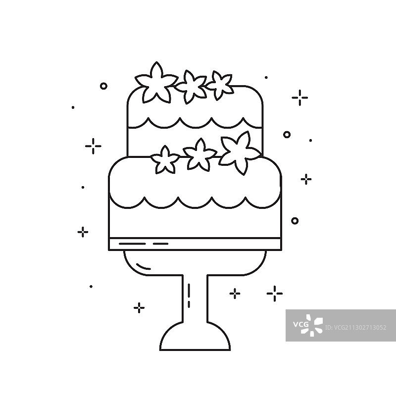 鲜花婚礼蛋糕线条艺术图标图片素材