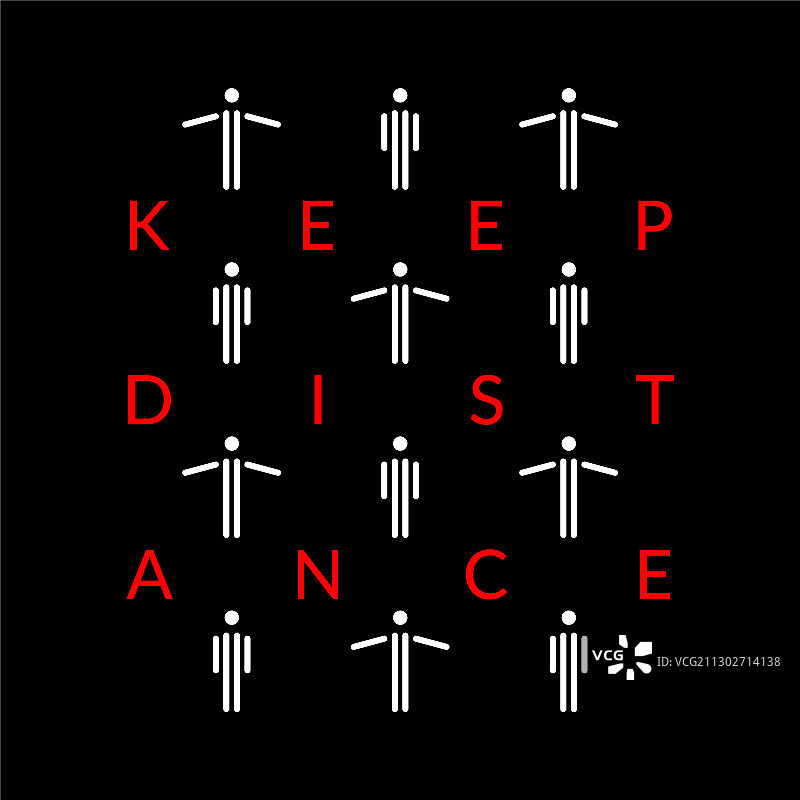 保持距离概念性警示标志图片素材