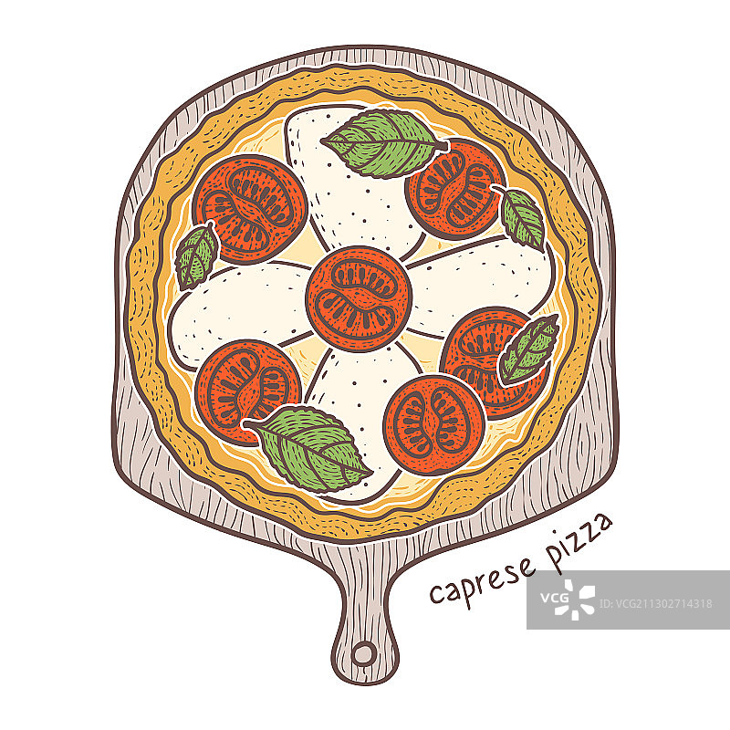 卡普雷塞披萨草图图片素材