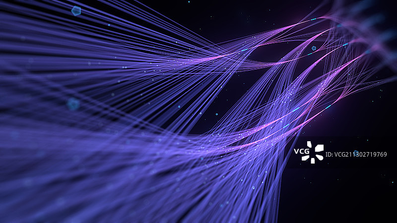 三维渲染的链接状粒子线条图片素材