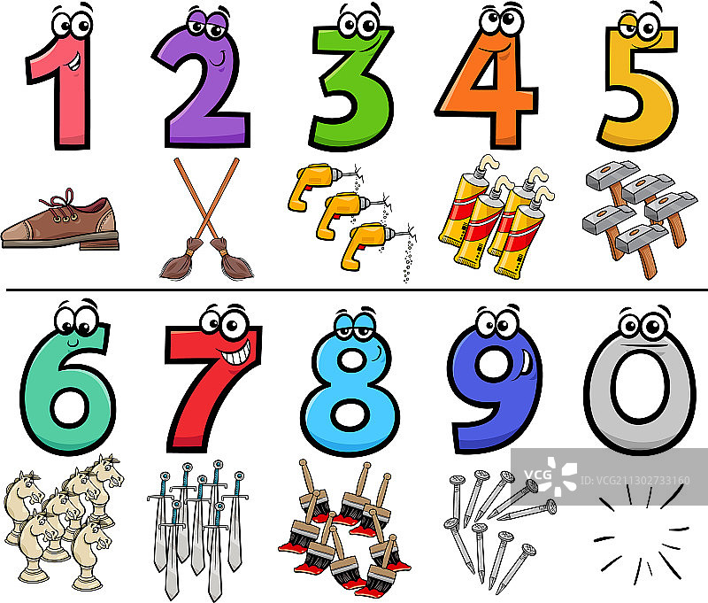 带物体的卡通数字教育素材图片素材