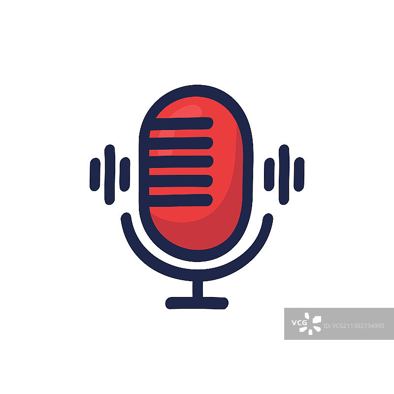 手绘卡通涂鸦风格的涂鸦麦克风图片素材