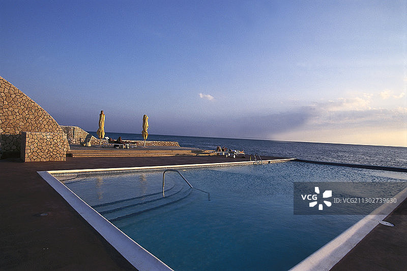 内格里尔牙买加岩石屋泳池图片素材