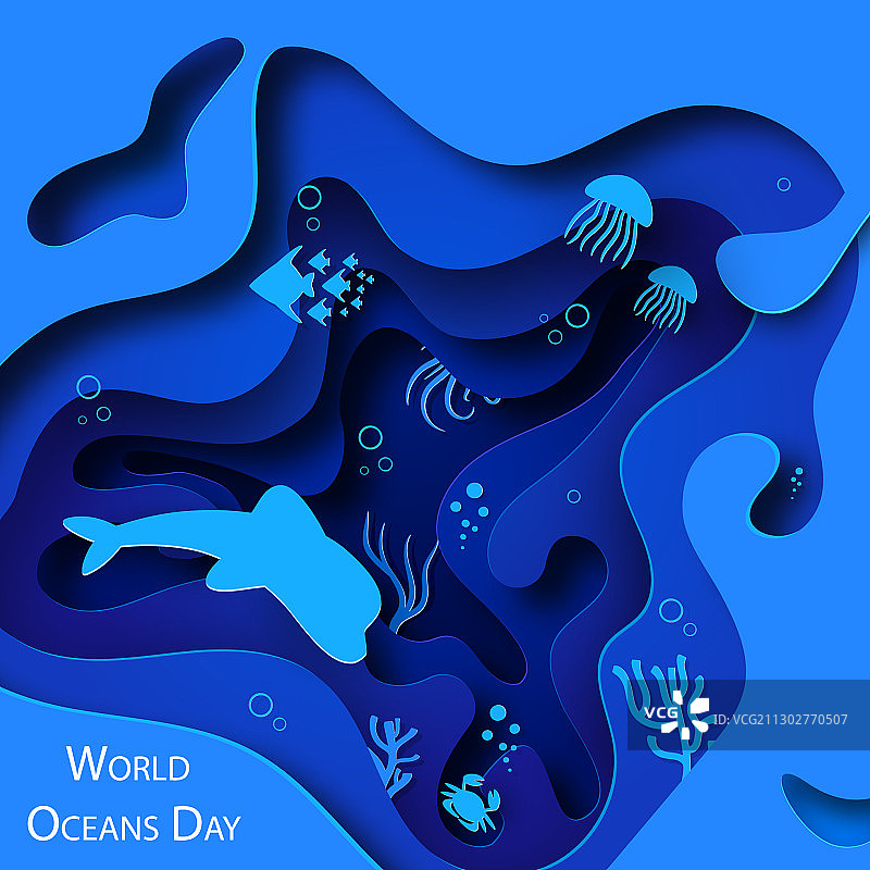 纸艺：世界海洋日图片素材