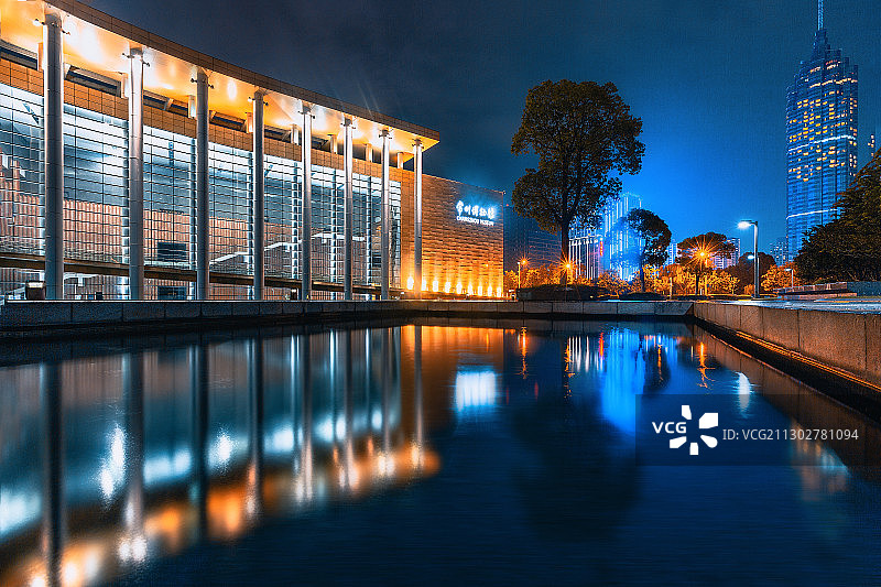 夜色中的常州博物馆+常州图片素材