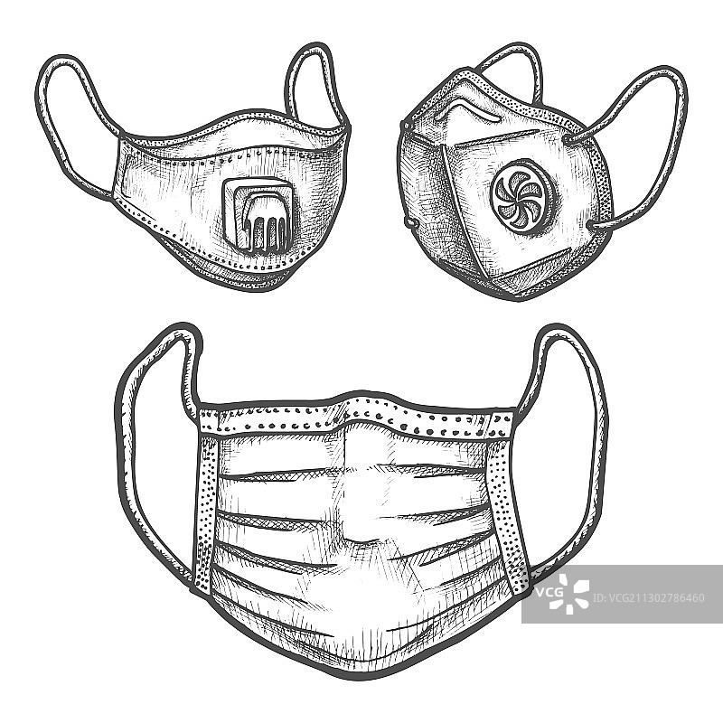 外科口罩和面罩草图图片素材