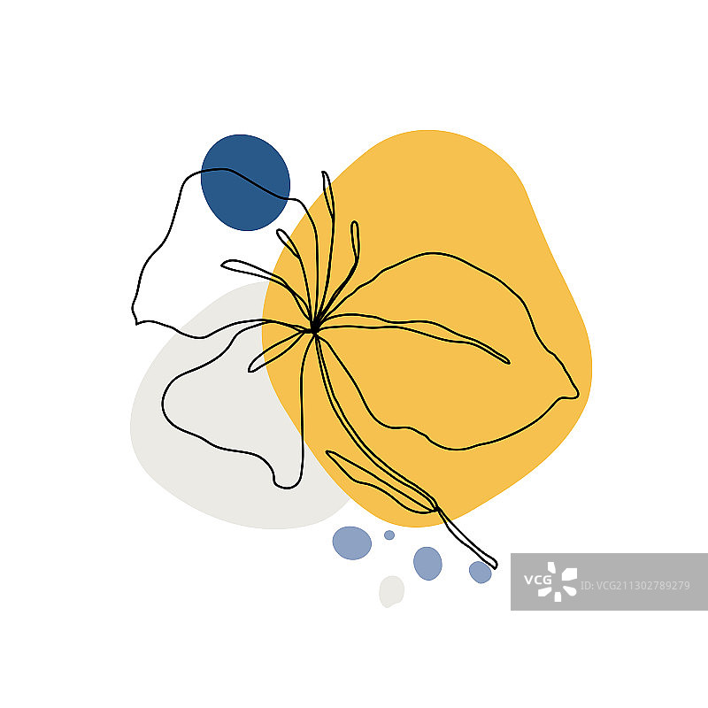 叶子图标线条艺术抽象简约植物图片素材