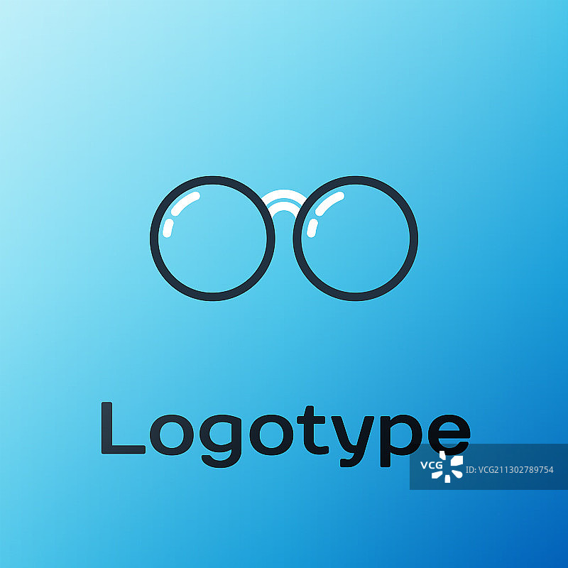 蓝色背景上的眼镜线条图标图片素材