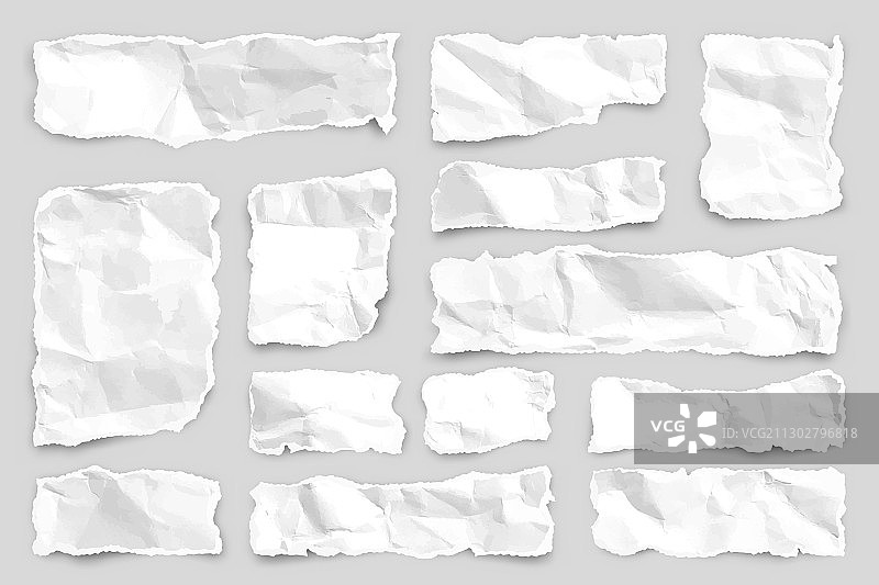 逼真的撕裂褶皱纸条图片素材