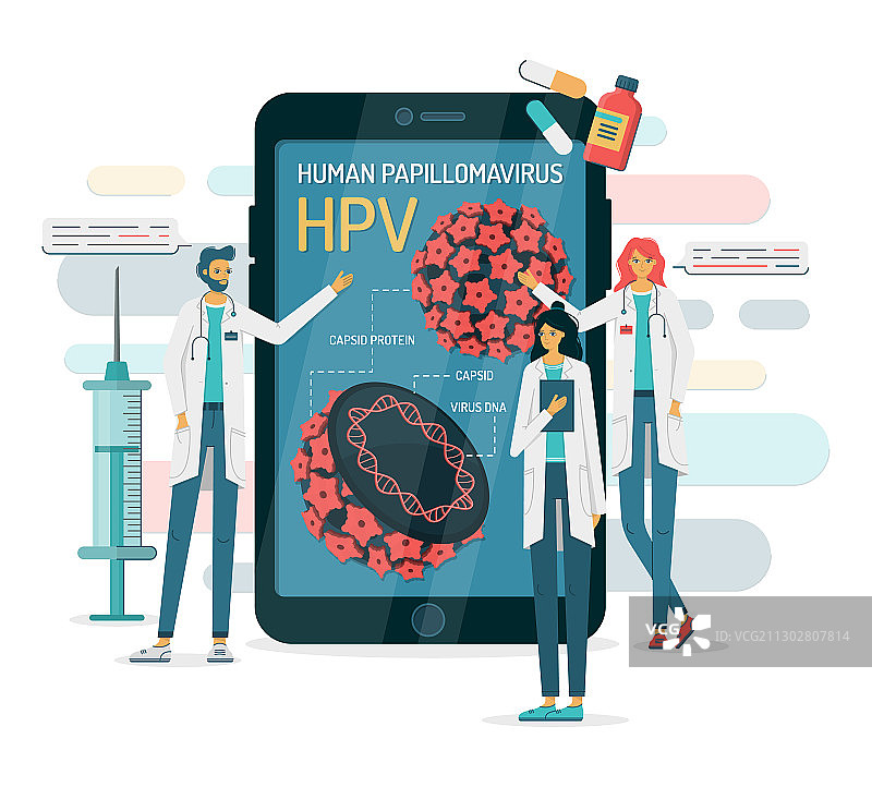 手机上的人乳头瘤病毒内部结构图片素材