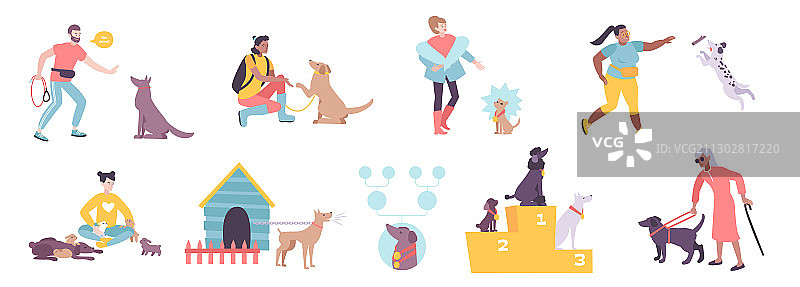犬类繁殖扁平化设计套装图片素材
