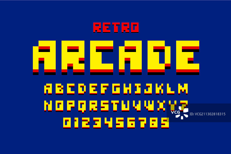 像素复古街机游戏风格80年代字体图片素材