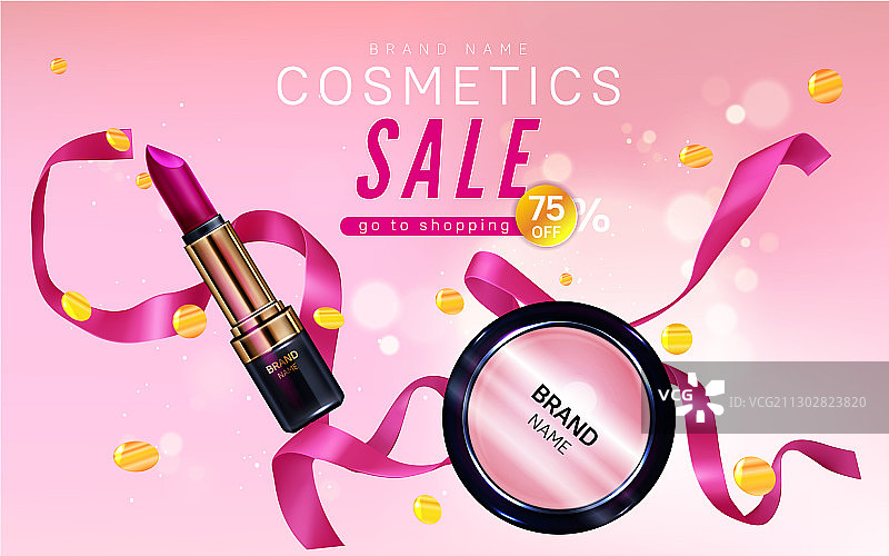 口红腮红彩妆化妆品促销banner图片素材