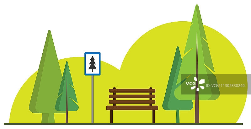 森林中的带长椅的公交车站图片素材