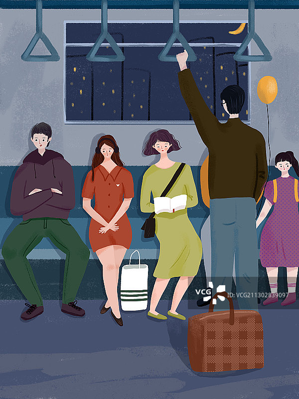 夜晚的地铁图片素材