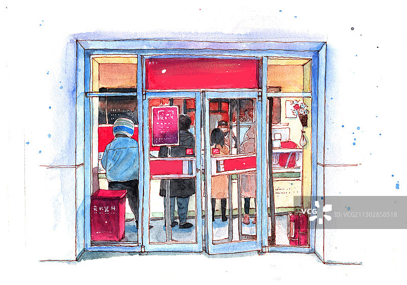 水彩淡彩场景图片素材