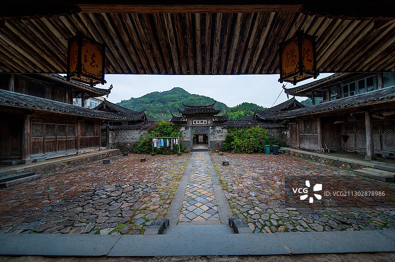浙江省温州市泰顺县胡家大院，江南少有的大型合院式民居图片素材