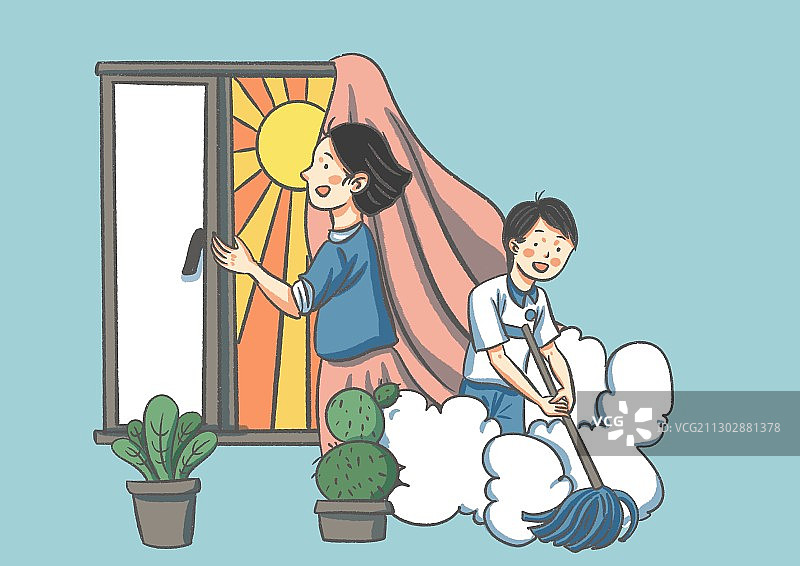 疫情防控好习惯-通风消毒图片素材