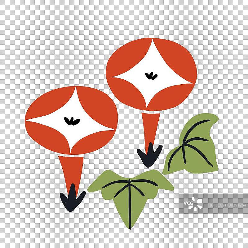 日式小物贴纸牵牛花图片素材