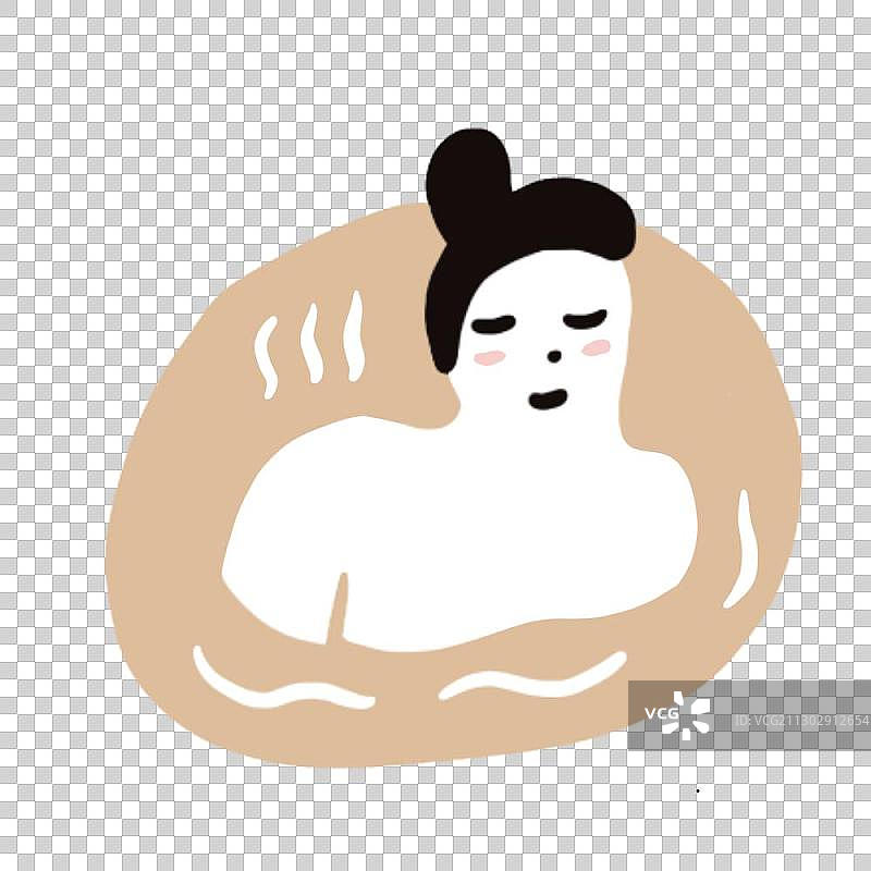 日式小物贴纸泡温泉图片素材