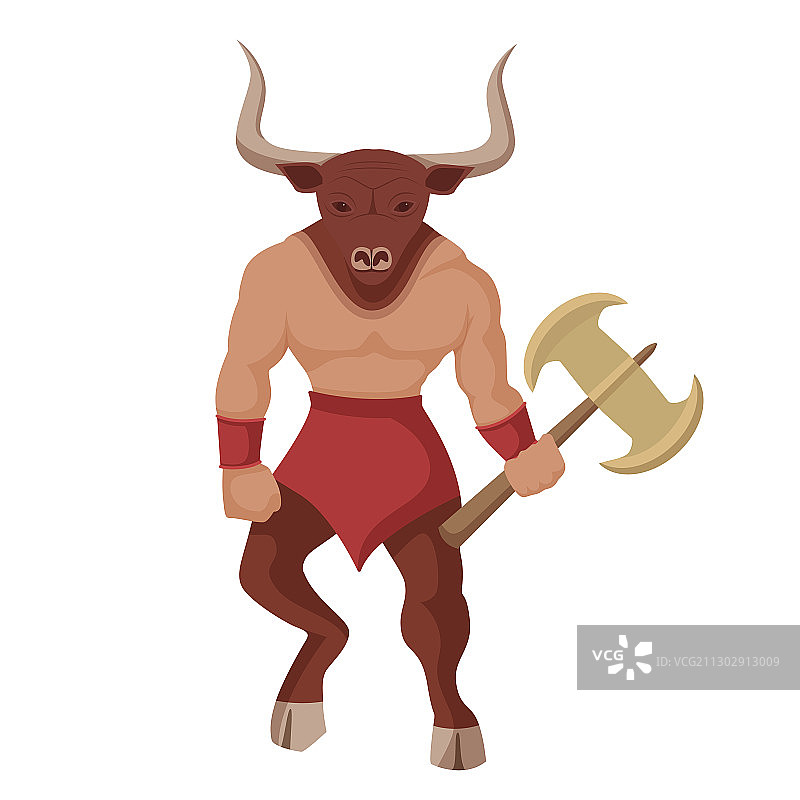 手持战斧的希腊神话牛头怪图片素材