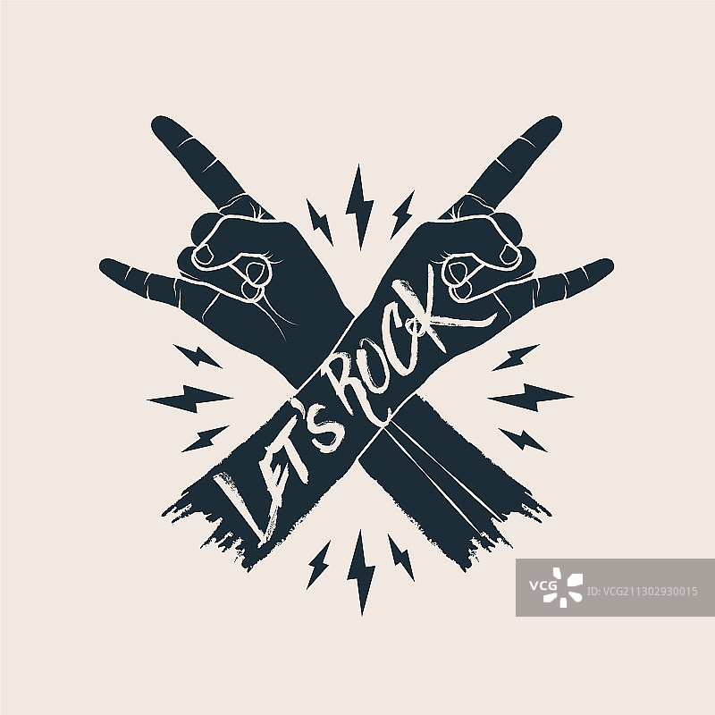 两个摇滚手势交叉，写着摇滚图片素材