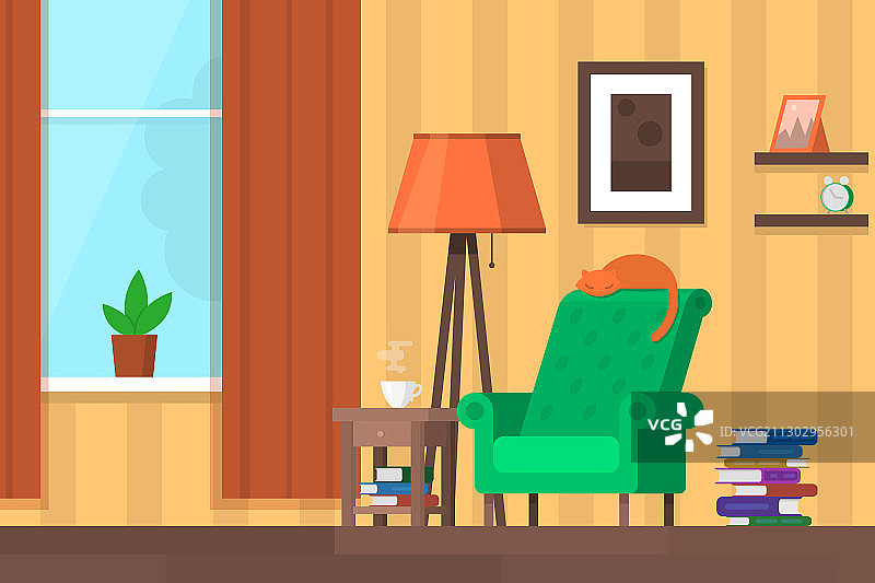 带家具的彩色客厅模板图片素材