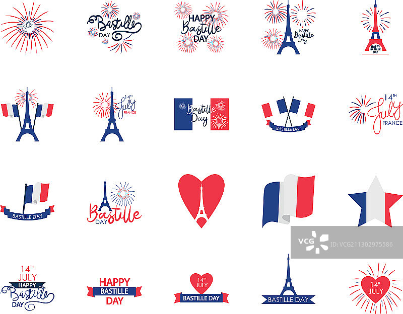 法国国庆日爱心图标图片素材