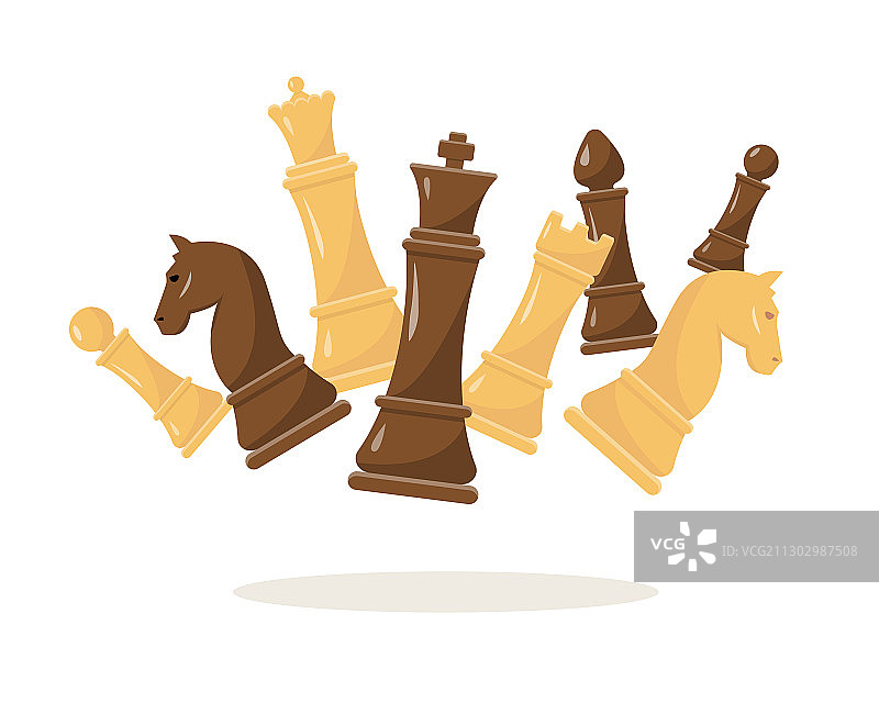 白色背景上的流线型国际象棋棋子图片素材