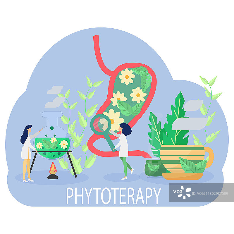 扁平风格的顺势疗法草药图片素材