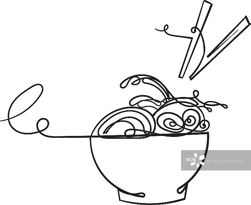 手绘涂鸦亚洲美食面条图片素材