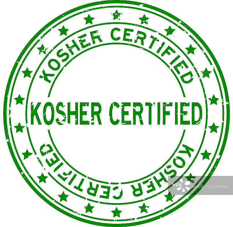 绿色复古犹太洁食认证方形橡胶印章图片素材