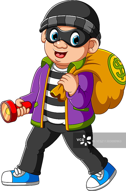 手持手电筒的窃贼图片素材