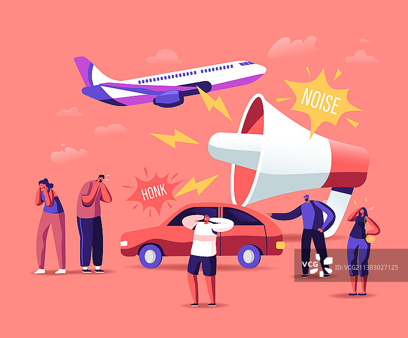 噪音污染概念：微型男女图片素材