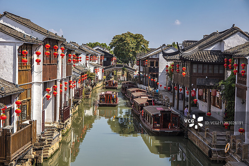 苏州古镇风光山塘街图片素材