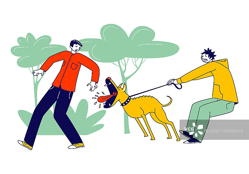 害怕的路人躲避狗图片素材