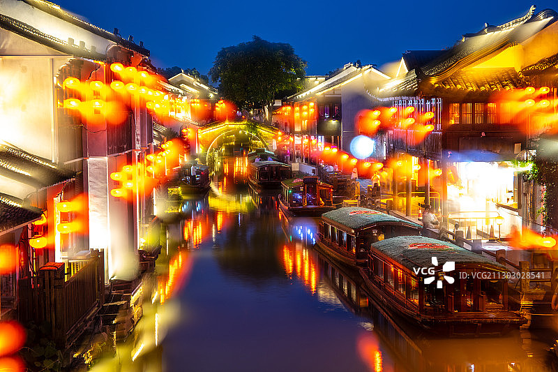 苏州古镇风光山塘街图片素材