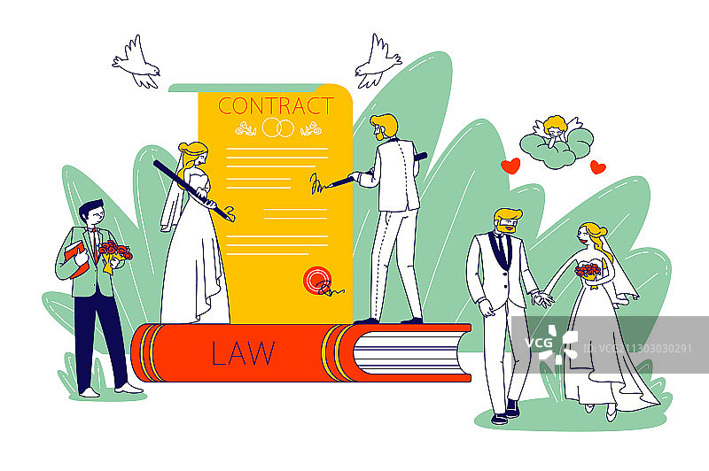 签署结婚协议的幸福夫妇图片素材