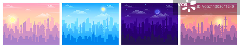 白昼城市景观日出图片素材